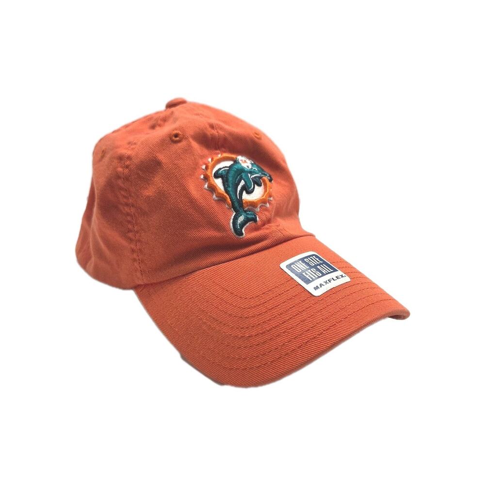 NFL Miami Dolphins Fitted Hat Unisex OS Orange Embroidered Maxflex Hat Football
